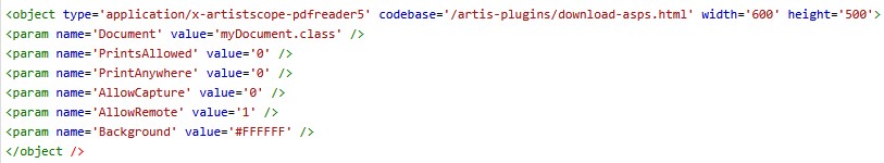 Embed code for pdf player