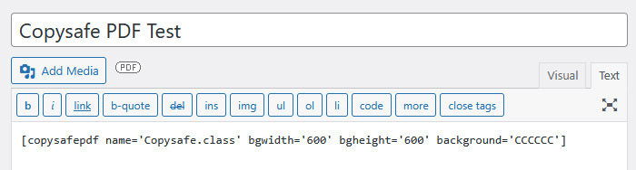 Adding PDF shortcode to WordPress page