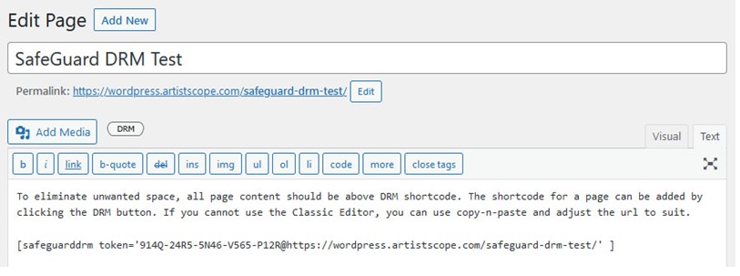 Safeguard DRM editor and shortcode