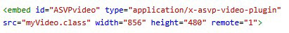Embed code for video player