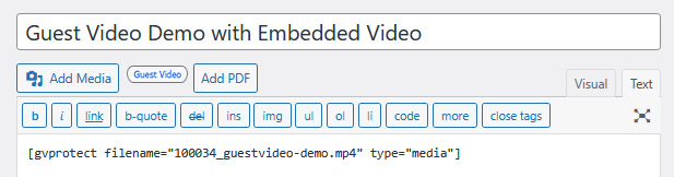 Shortcode for video placeholder