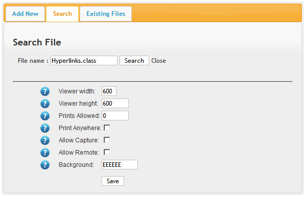 Set protection options per page