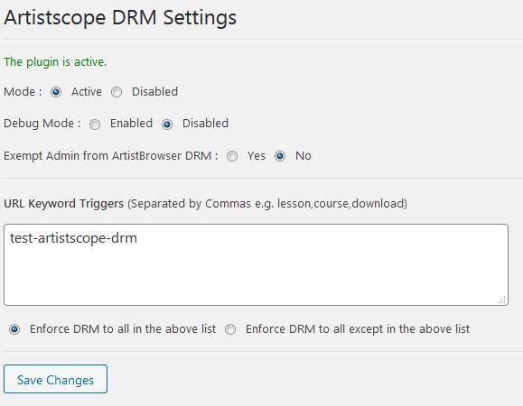 WordPress DRM settings