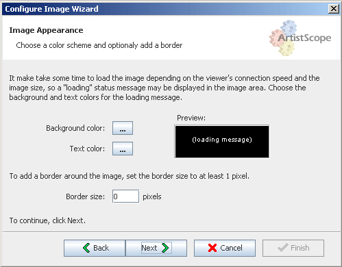 Use the wizard to set the appearance of your protected image